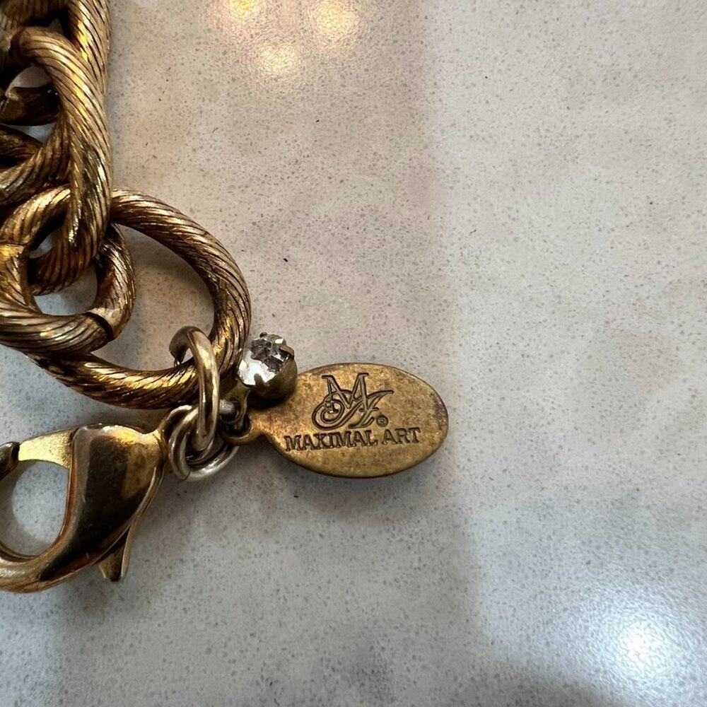 Maximal Art, gold tone link bracelet with medallion - Picture 4 of 6